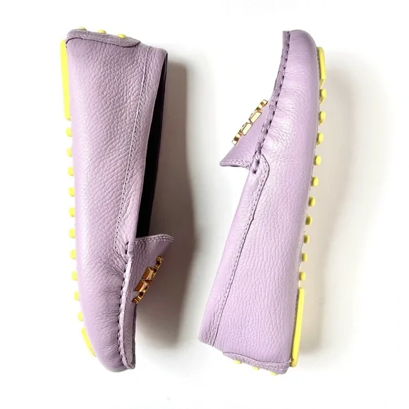 TORY BURCH ~ Pebbled Leather Rolled Brass EVERLY Driver Loafer Shoe Sz 8 M - Picture 4 of 5